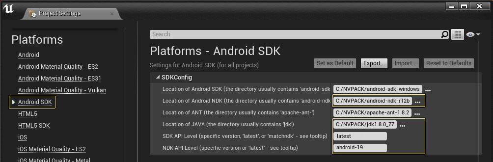 SDK Android VR Unreal Engine 4