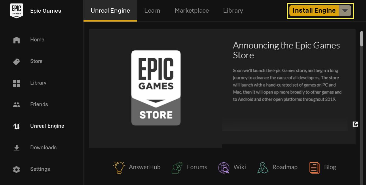 Installare Unreal Engine 4 Epic Games download