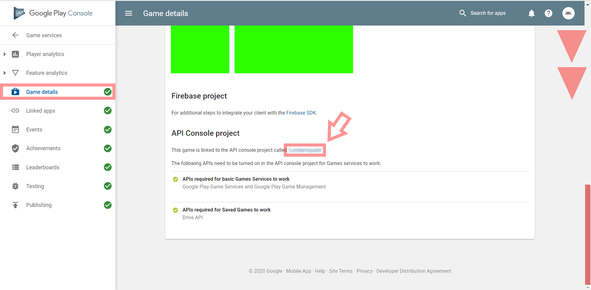 How to open the API Console on Google Play Console for Game Services not working when uploading on Google Play